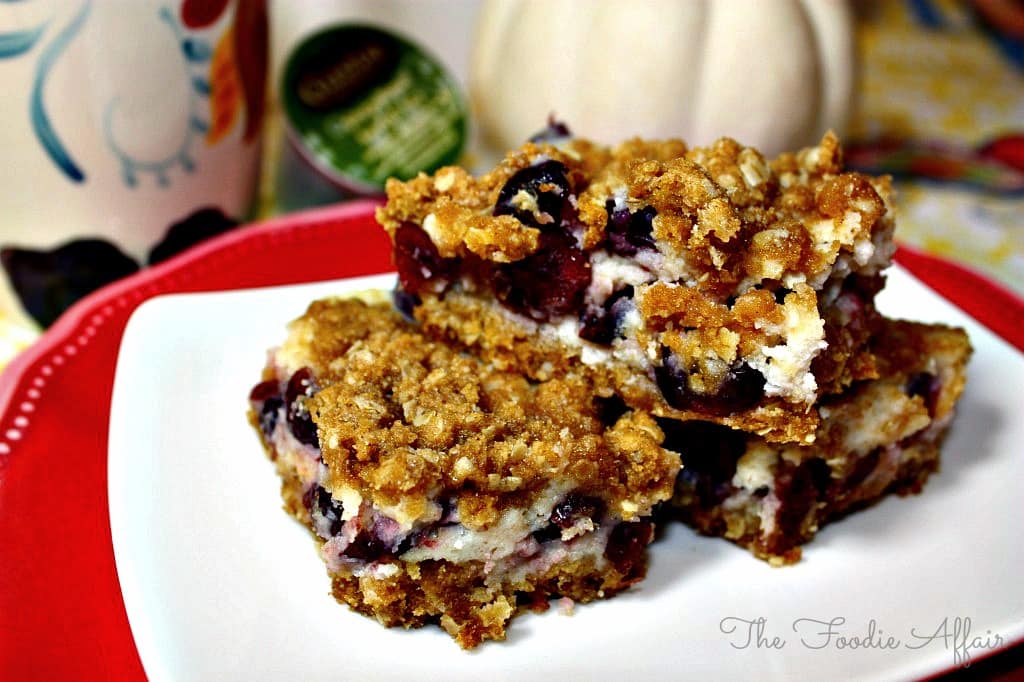 Cranberry Oatmeal Bars on a white plate.