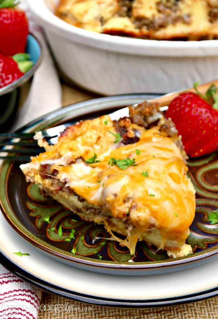 Cheesy Sausage Breakfast Casserole is the perfect addition to your brunch menu! This smaller size casserole will serve 4-6!